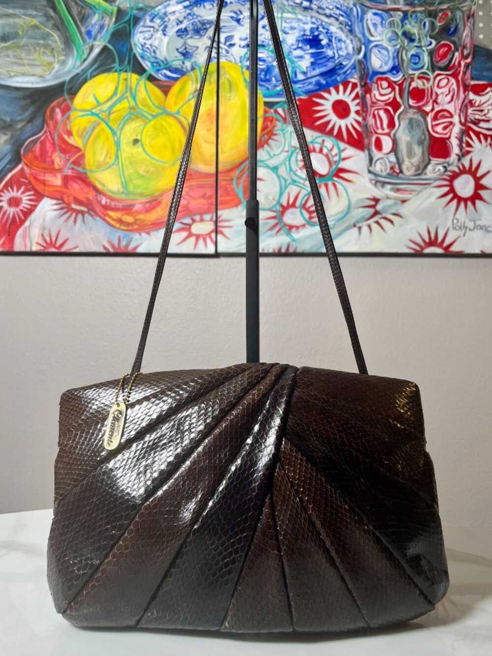 Clemente Abraham & Straus Vintage Brown Python Shoulder Bag Clutch